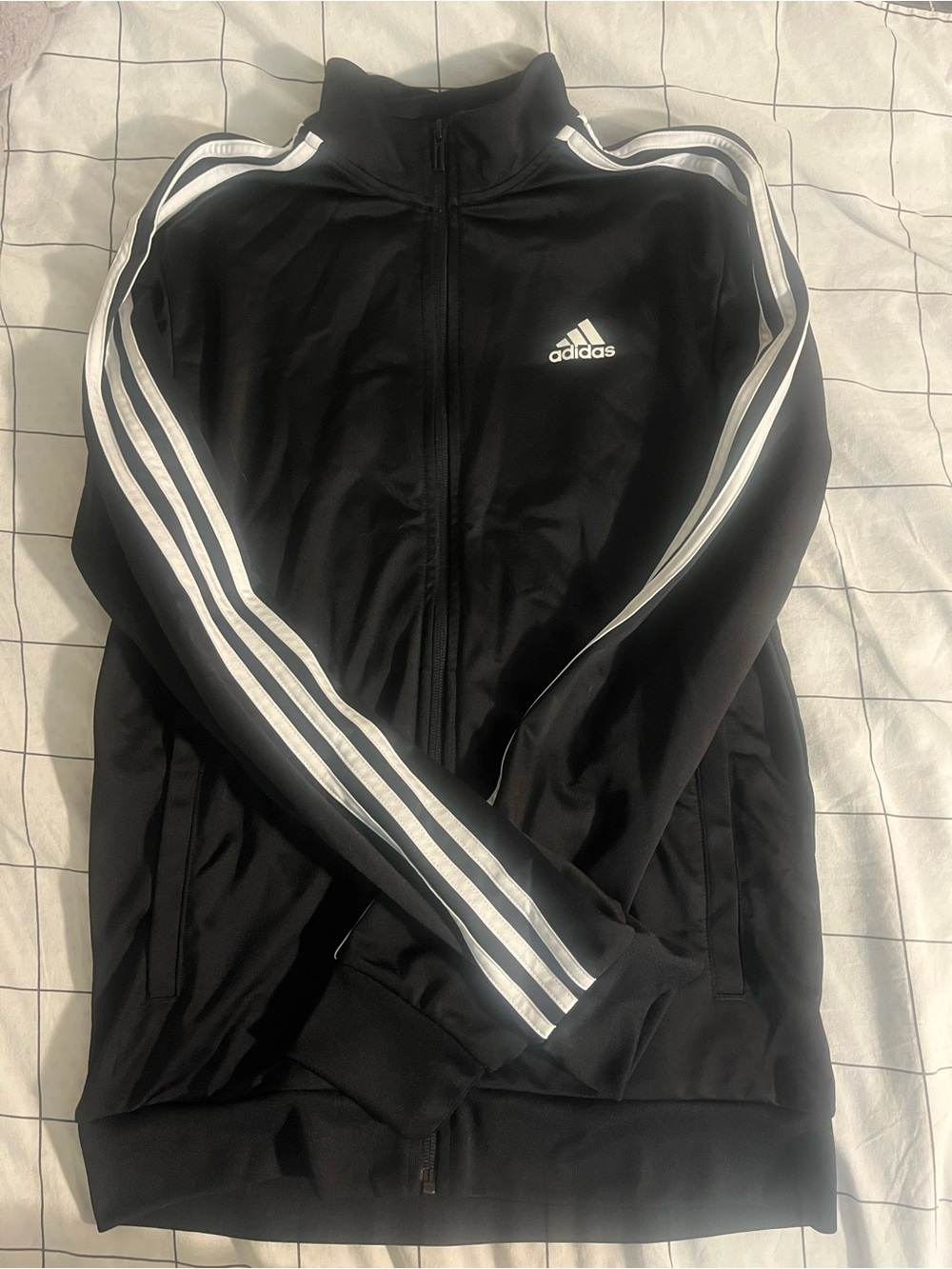adidas Black Track Jacket with White Three-Stripes